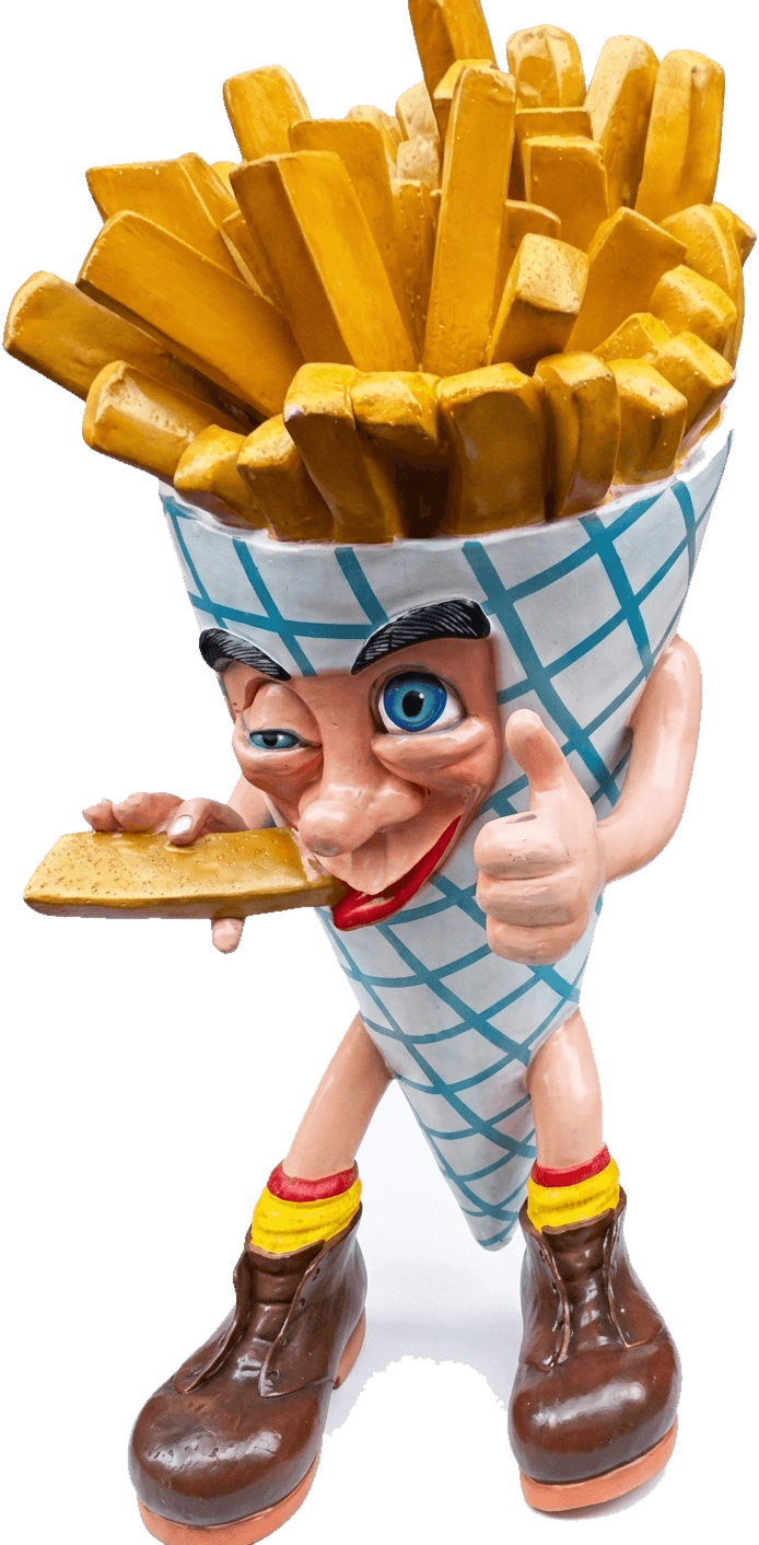 Fresh Shop patatmannetje — de mascotte met duim omhoog